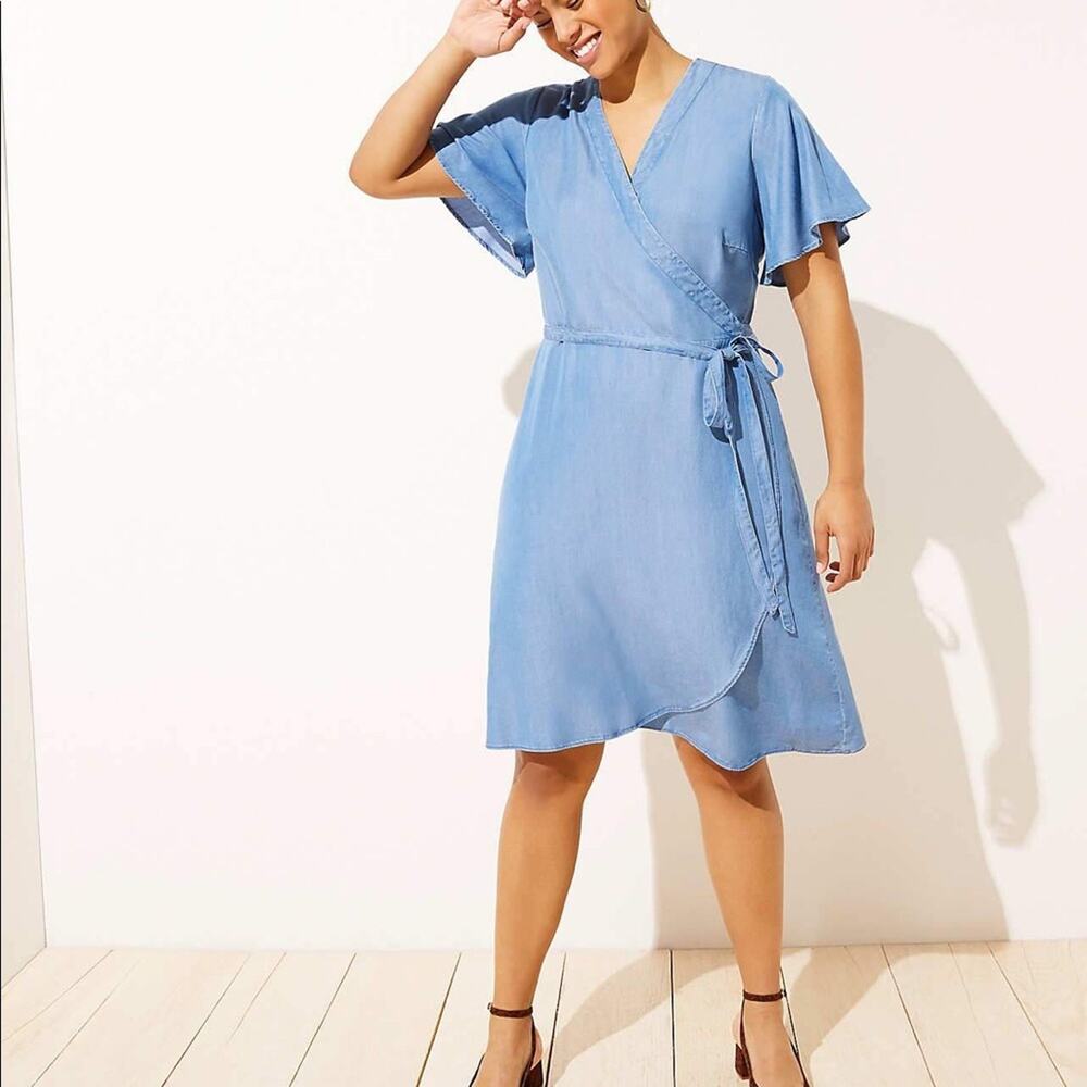 LOFT Chambray Wrap Dress